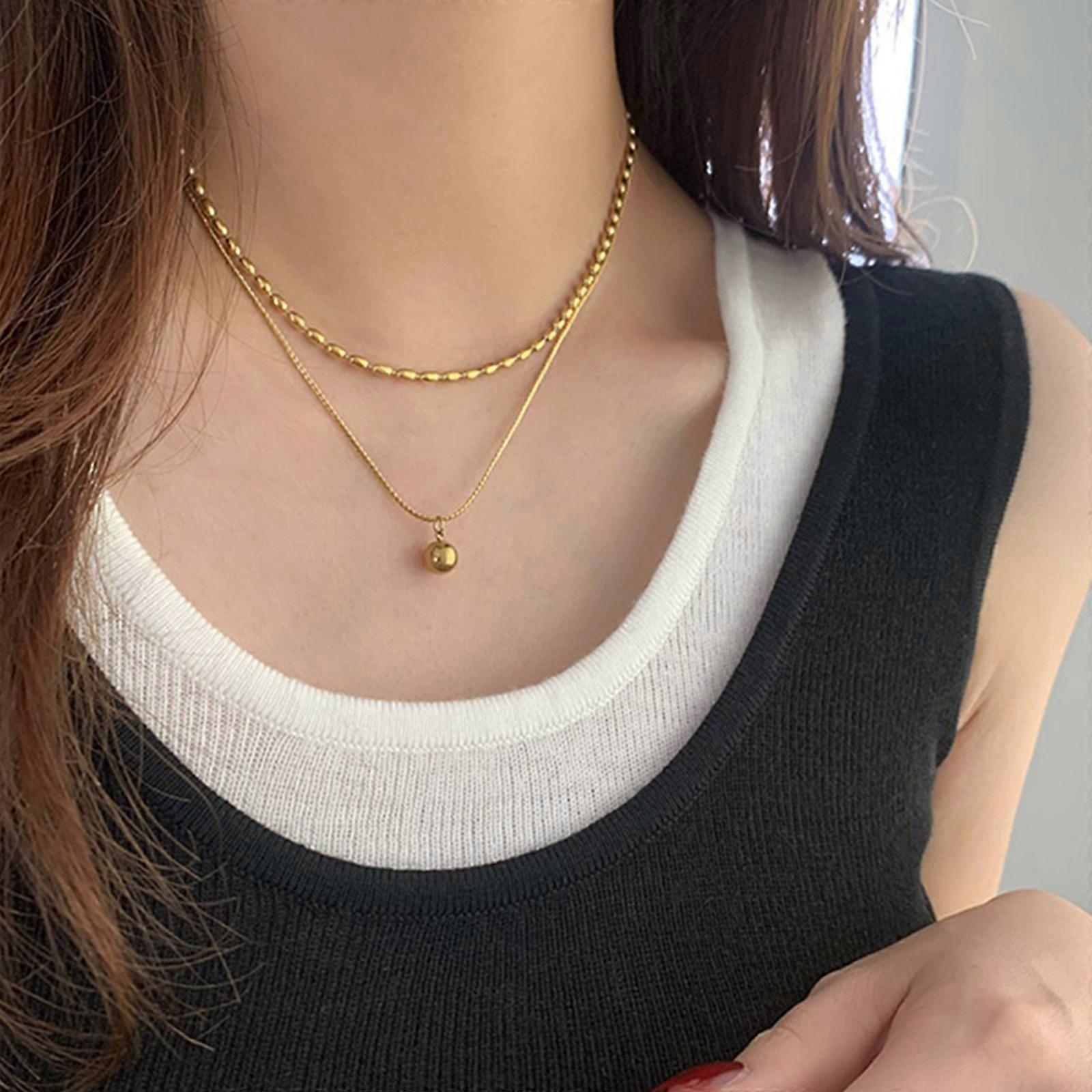 Double Layer Gold Bead Necklace - Image 2