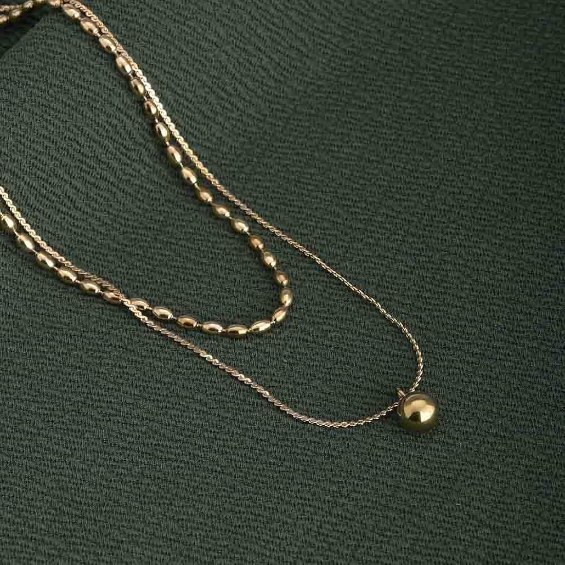 Double Layer Gold Bead Necklace - Image 3