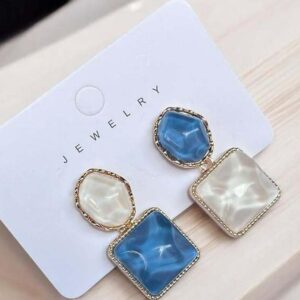 Ocean Pearl Korean Earrings – Elegant Marble Drop Design