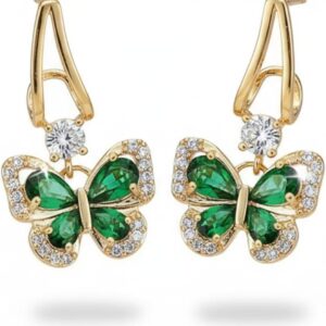 Emerald Butterfly Drop Earrings