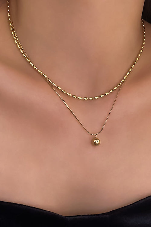 Double Layer Gold Bead Necklace - Image 4