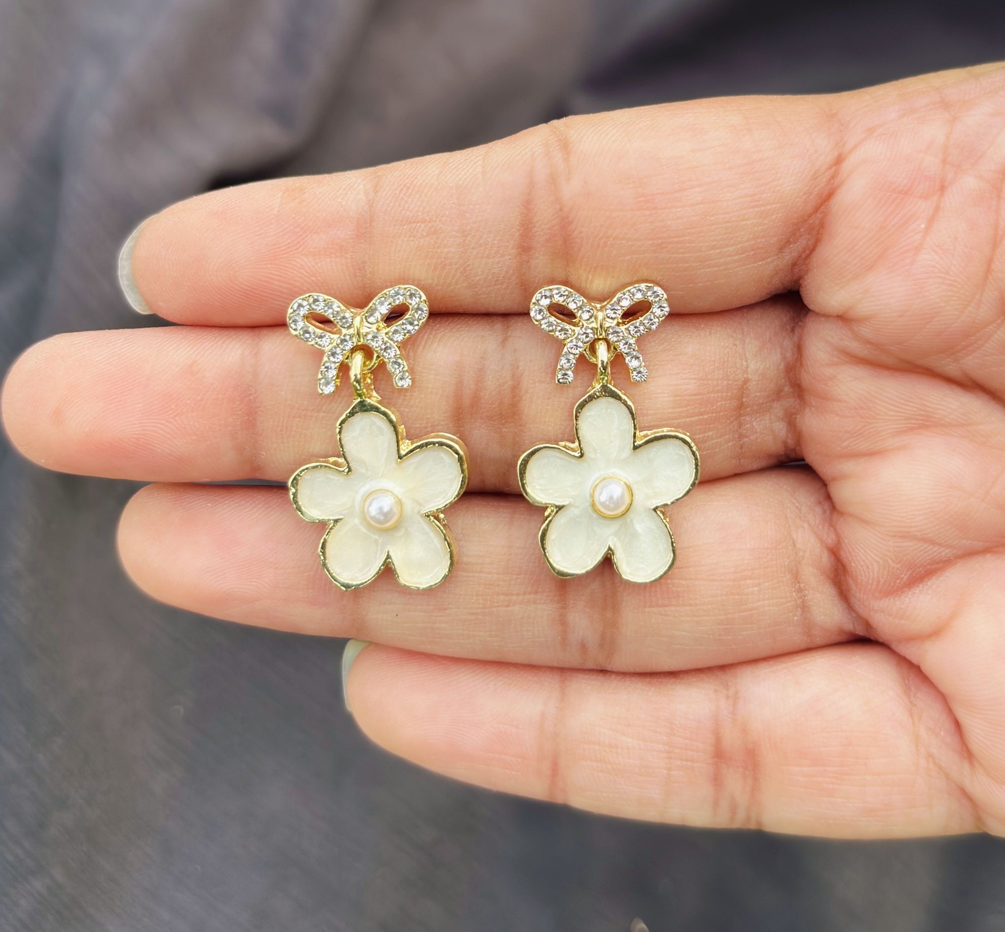 Flower Bow Earrings - Image 2